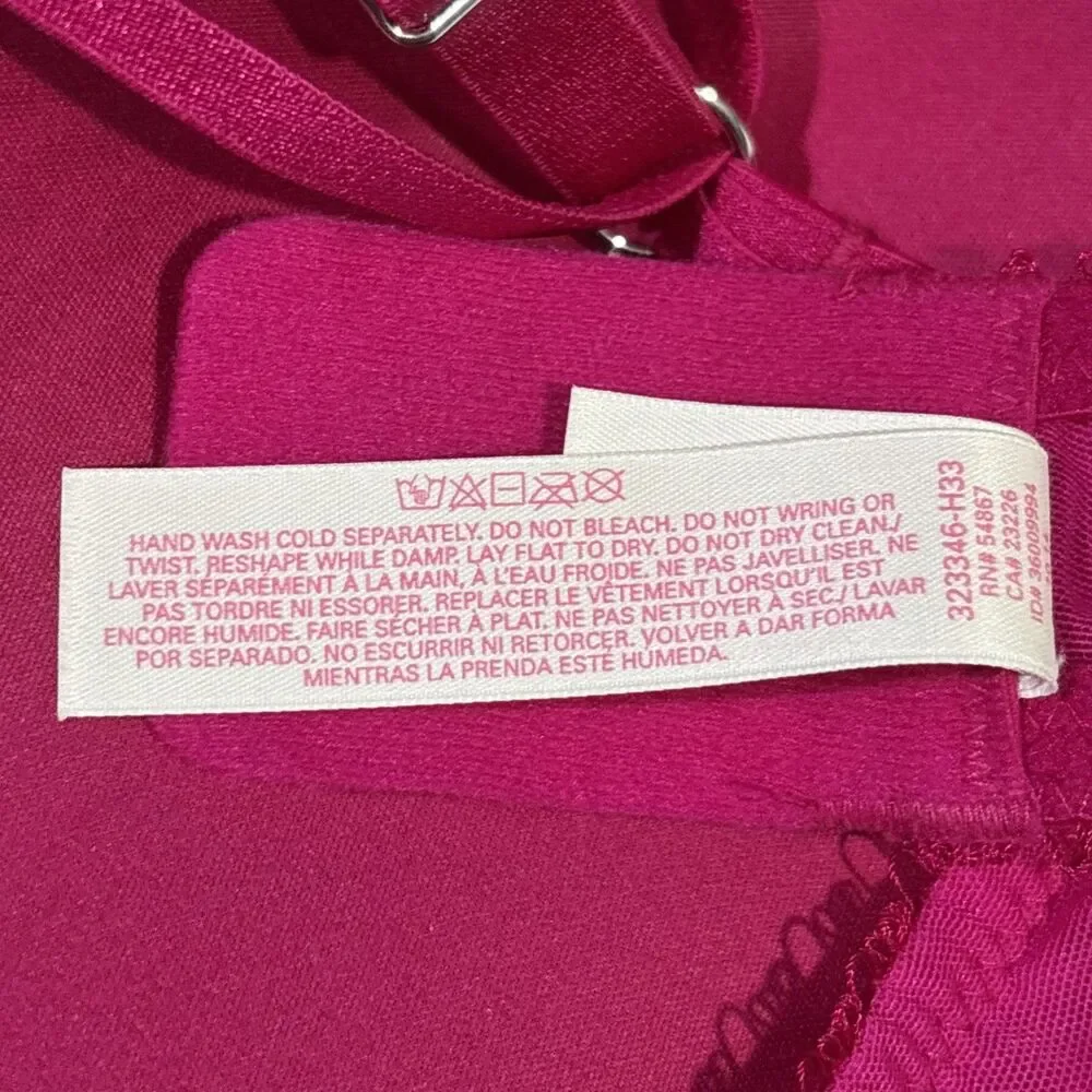 Victoria's Secret Bra Women's 34D Pink Very Sexy Push Up Lace Floral Underwire